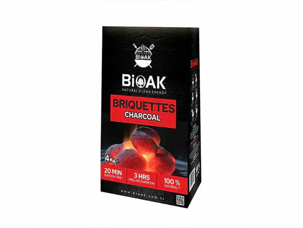 BIOAK anglies briketai iš lazdynų riešutų kevalų, 4 kg 