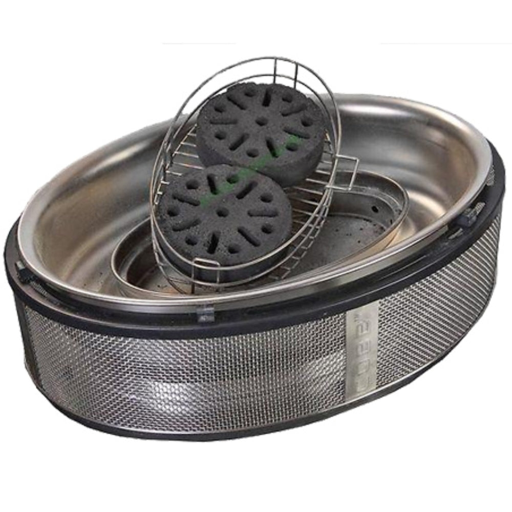 The COBB Supreme grill basket holds two charcoal tablets